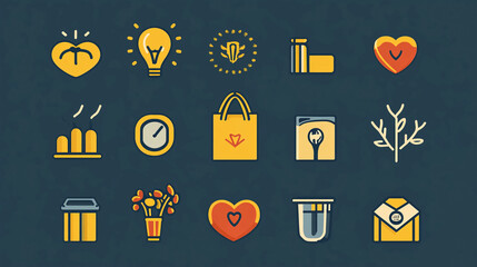 Vector icons set design elements for business and creative projects with modern style and color palette