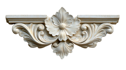 Ornate architectural relief featuring a floral design, showcasing intricate details and craftsmanship.