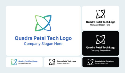 Quadra Petal Tech Logo: Innovative Floral-Inspired Design