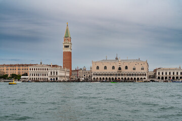 Fototapeta premium San Marco basin with a view on the ducal palace and bell tower of San Marco in Venice, Italy