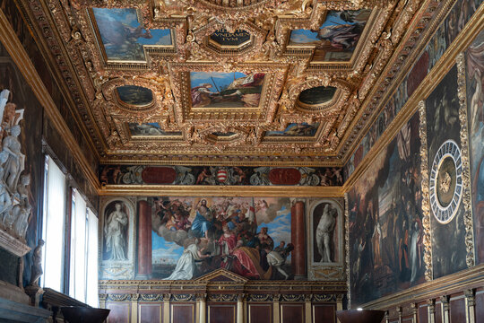 Interior of the Palazzo Ducale (Doge's Palace) in Venice, Italy