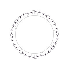 Circular stitched frame with clean and minimal lines.
