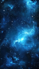 Obraz premium Cosmic Dreamscape: A breathtaking celestial panorama reveals a swirling nebula of luminous blue, studded with countless glittering stars.