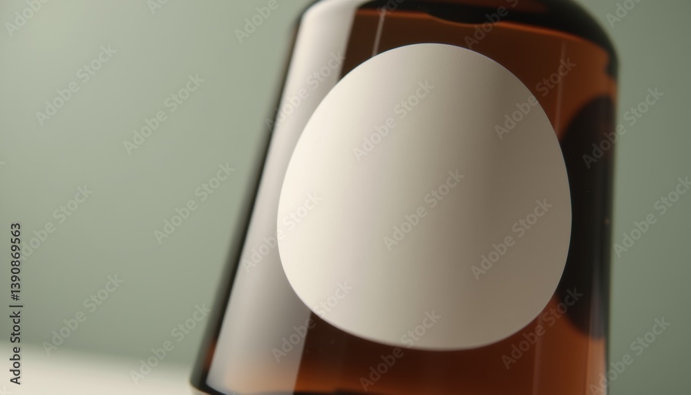 Poster minimalist bottle with blank label on soft pastel background