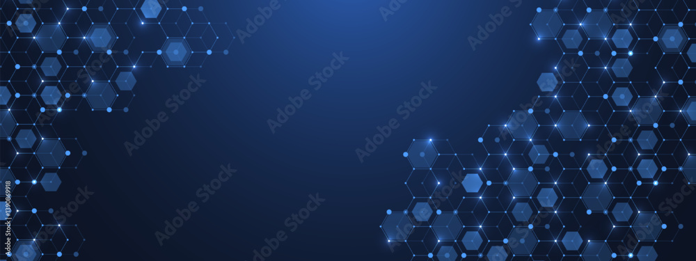 Aufkleber Molecular abstract structure and genetic engineering DNA. Healthcare and medicine background concept. Scientific research background. Wave flow. Innovation pattern. Vector illustration.