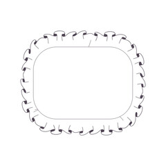 Rounded rectangle frame with hand-stitched edge.