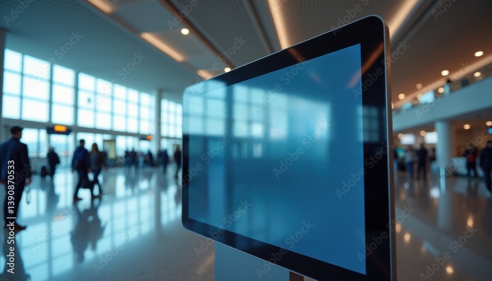 Poster Digital Display Screen in Modern Airport Terminal  