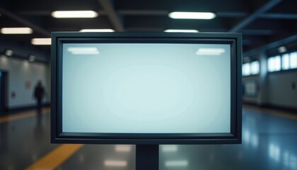 Naklejka premium Blank digital display in modern hallway setting 