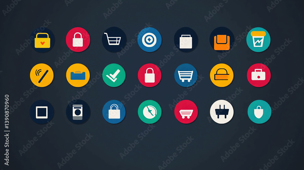 Poster vector icons for e commerce online shopping website ui design and mobile app interface elements set 