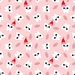 Medicine seamless teeth Christmas pattern for wrapping paper and fabrics and linens