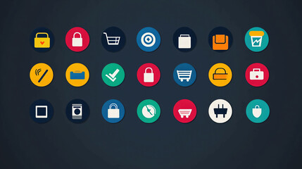 Vector icons for e commerce online shopping website ui design and mobile app interface elements set flat style 100