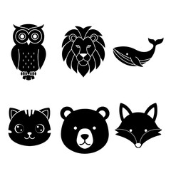 Fototapeta premium Vector illustration design of black animal icons with white background