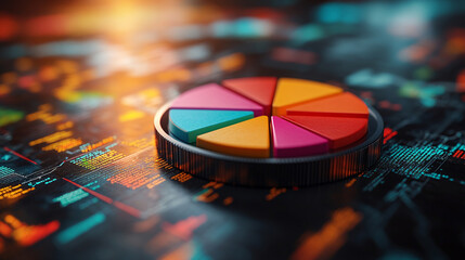 3D pie chart overlaid on a world map, symbolizing global demographic data distribution, modern analytics, and international population insights through a tech-forward visual style.

