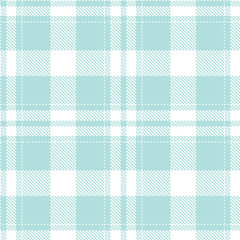 Vintage white Seamless Tartan with Pastel duck egg blue accents Fabric Design