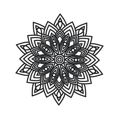 Flower Mandala. Vintage decorative elements. Oriental pattern, vector illustration. Islam, Arabic, Indian, moroccan,spain, turkish, pakistan, chinese, mystic, ottoman motifs. Coloring book page