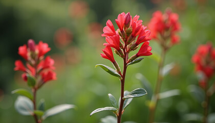 Creeping Thyme Red Flowers vibrant close-up in natur representing groundcover beauty
