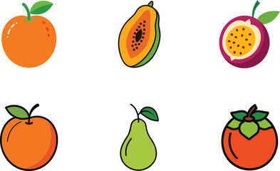 set of different fruits vector art illustration
