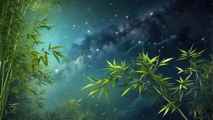 Fototapeta premium An ethereal night sky filled with sparkling stars and vibrant blue hues