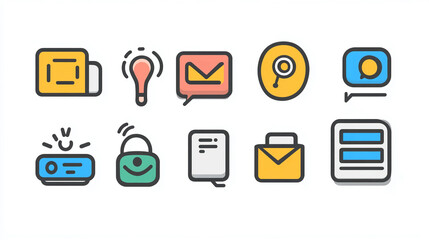 Vector icons set for business and technology concept presentation design elements vector illustration