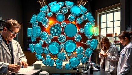 Futuristic Virus Hologram Research Lab