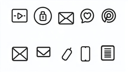 Vector icons set for social media marketing communication and user interface design elements pack collection