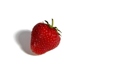 Red ripe strawberries isolated on white background with copy space