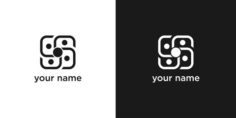 Abstract Geometric Design with Black and White Patterns Symbolizing Connection