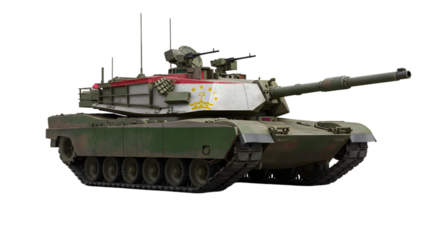 A military tank with the flag of tajikistan on a black background