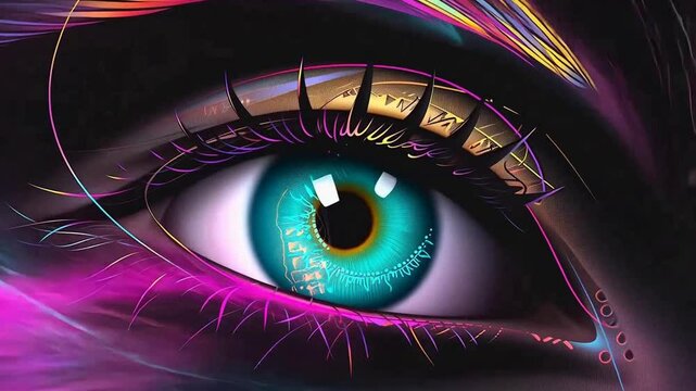 Technologisches Auge mit digitaler Irisstruktur