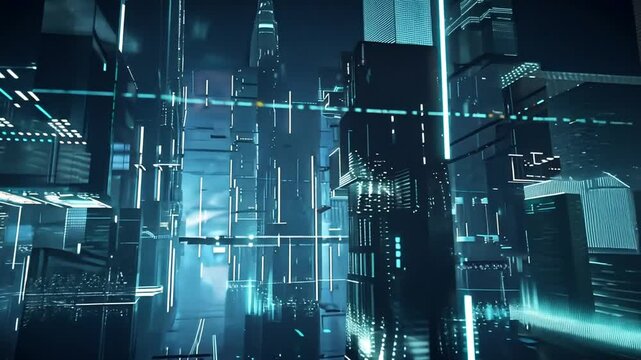 Digitaler Tunnel aus transparenten Datenformen