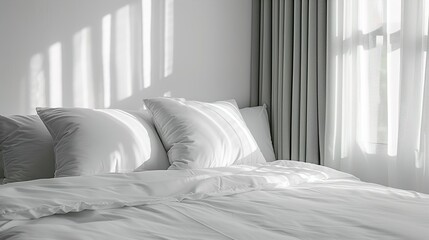 White Pillow in Hotel or Resort Room Isolated on White Background – PNG File Depicting Comfortable, Restful Sleep and Daily Relaxation in a Cozy Hospitality Setting