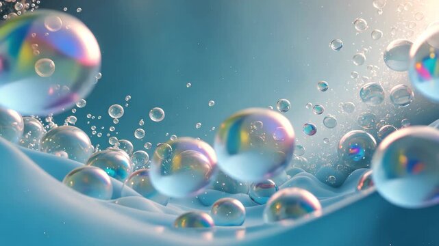 Close-up of hand gripping a clean gel bottle pump with a gel bubbles backdrop and texture
