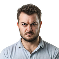 Obraz premium A Man with a Serious Expression Isolated on Transparent Background