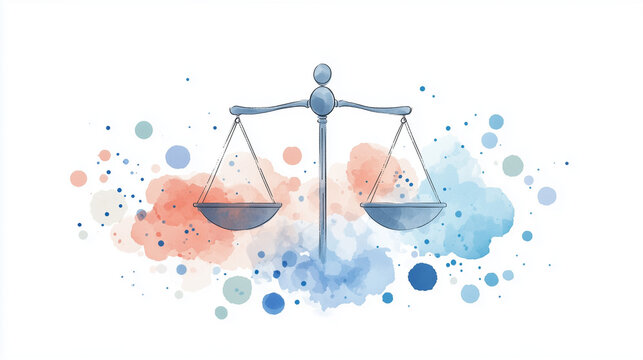 Balancing Scales Representing Justice in Watercolor Style  