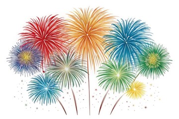 Colorful Fireworks Display Lighting up the Night Sky Generative AI