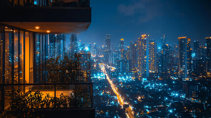 Obraz premium City Balcony Night View