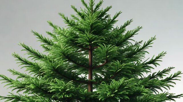 Close-up of an isolated green pine Christmas tree on a white background.