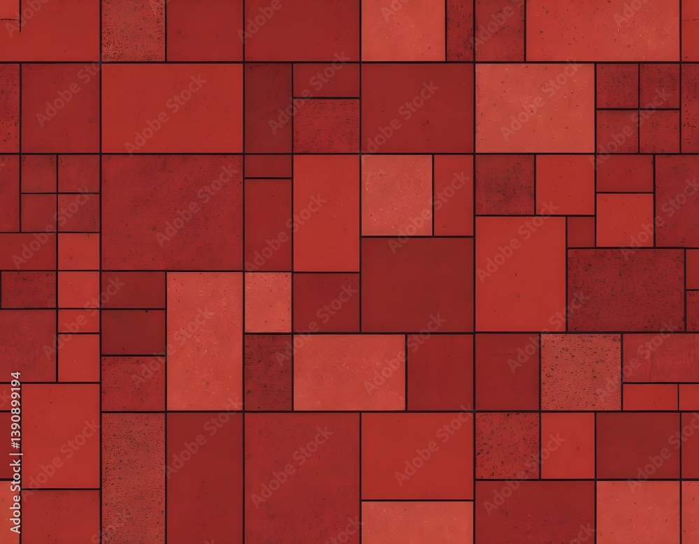 Fototapete red geometric shapes on grid, rustic texture design, simple bold forms for education or graphics. sh