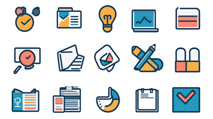 Vector illustration of business and office icons for web design and user interface development project