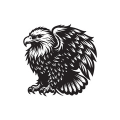 A vector illustration of a Bald Eagle, ideal for wildlife designs, nature projects, and patriotic themes. Perfect for educational materials and artistic work celebrating this majestic bird of prey.