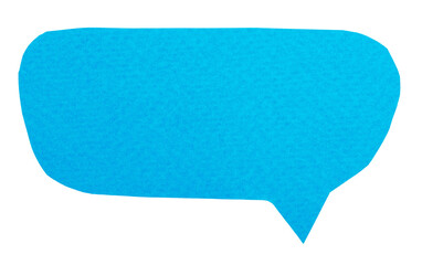 Box message cut out of textured blue paper, isolated speech bubble for design
