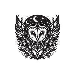 A vector illustration of a Barn Owl, perfect for wildlife designs, bird projects, and nature-themed creative work. Ideal for educational materials and artistic projects featuring nocturnal birds.