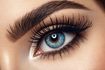 Fototapeta premium Captivating Close-Up of a Woman's Striking Blue Eye Generative AI