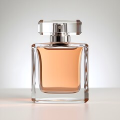 Elegant Perfume Bottle with Amber Liquid on Light Background