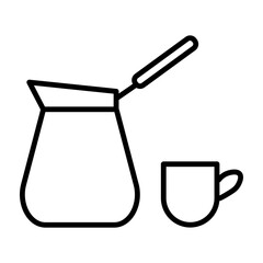 Turkish Coffee Vector Line Icon Design