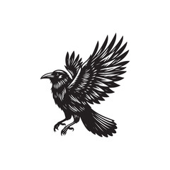 A vector illustration of a crow, perfect for nature designs, wildlife projects, and educational materials. Ideal for creative work related to birds and their symbolic meanings.