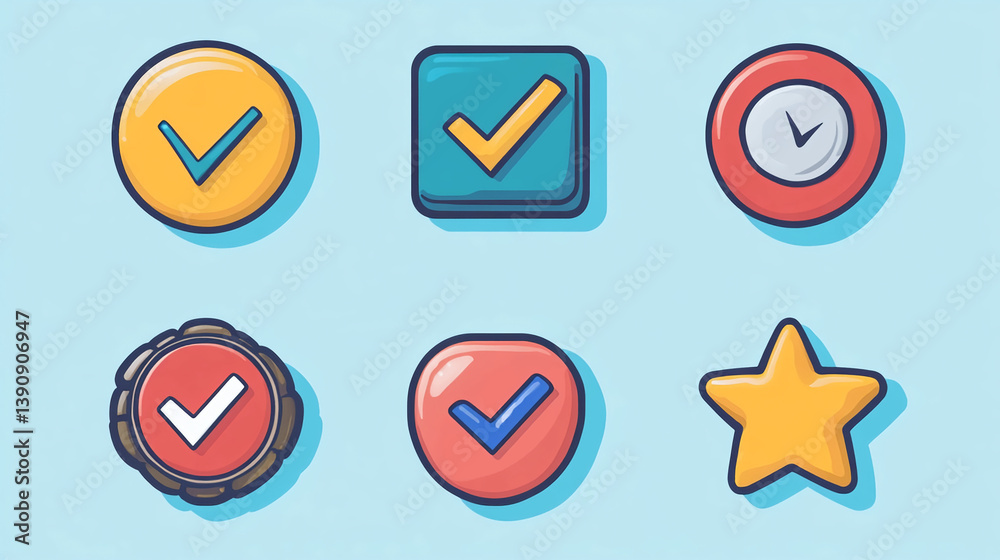 Poster vector set of check mark icons design element for website and mobile app ui design and development