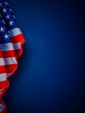The American flag is spread out on a dark blue background with a space for copying.