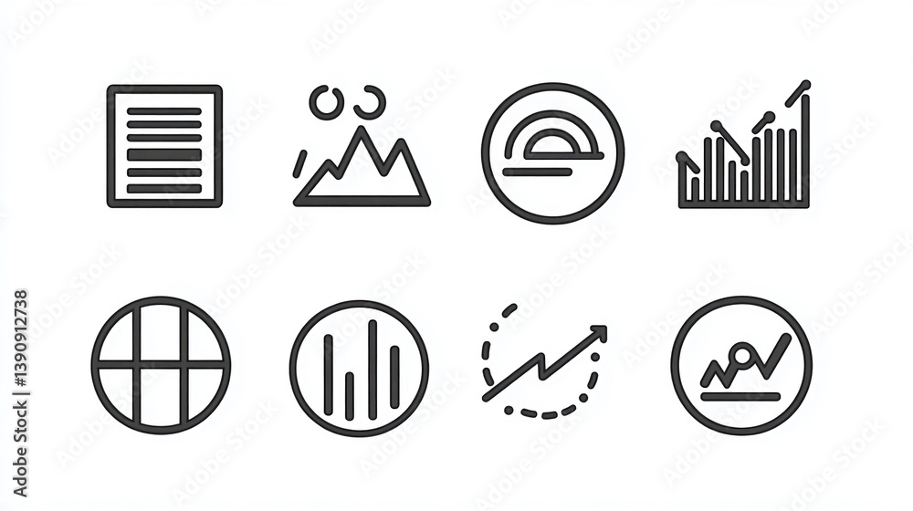 Poster data analytics icon set for business intelligence and statistical analysis presentation and dashboar