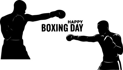 Boxing Day Black Silhouette in Vector on White Background | Holiday Shopping & Giving Illustration | Festive & Minimalist Design | Editable Graphic